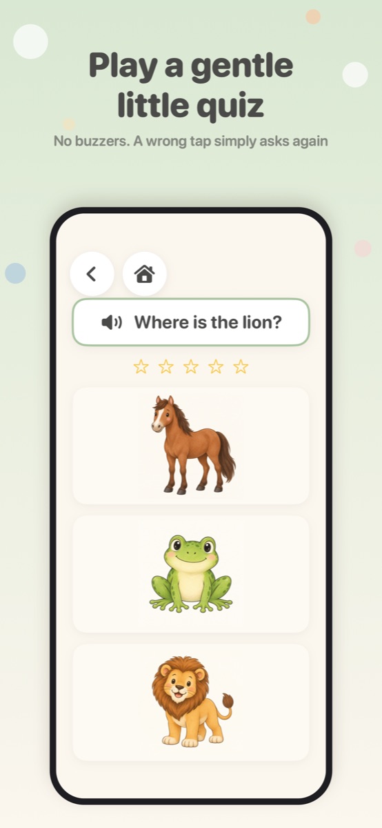 The quiz asking: Where is the lion?